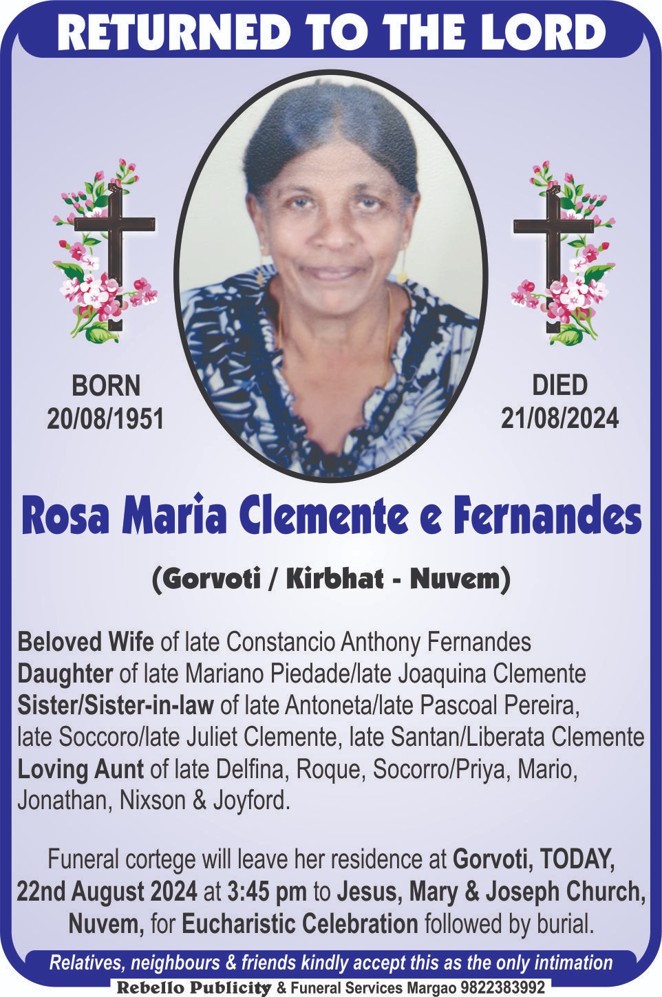 Rosa Maria Clemente e Fernandes